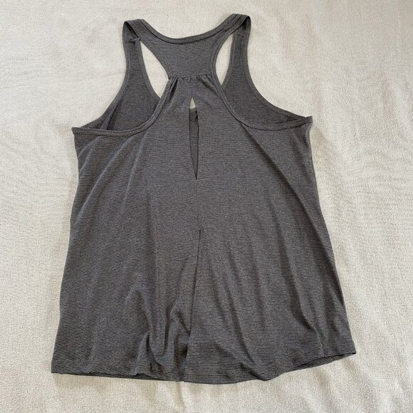 Apana Women’s Large Tie Back Tank Top Gray Striped Racerback Activewear Yoga - Picture 9 of 11